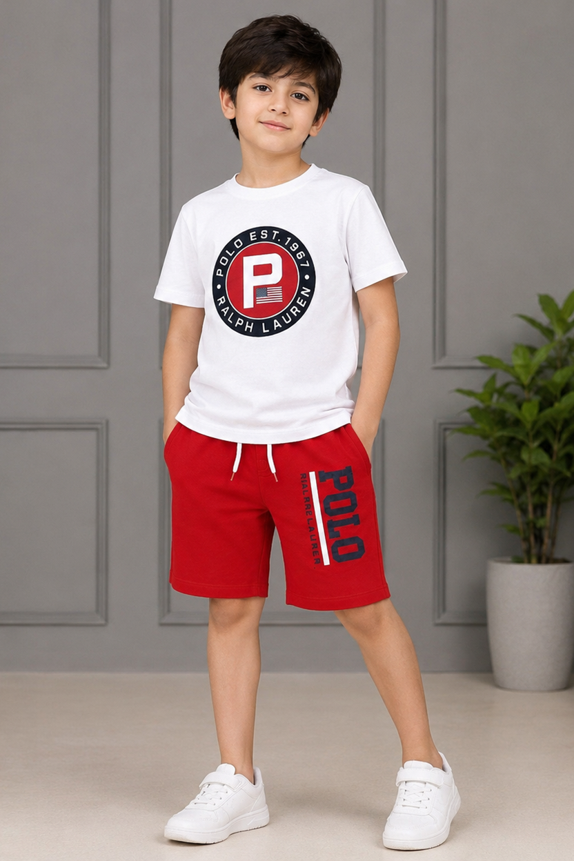 Premium Cotton Twin-Set (White & Red) 16