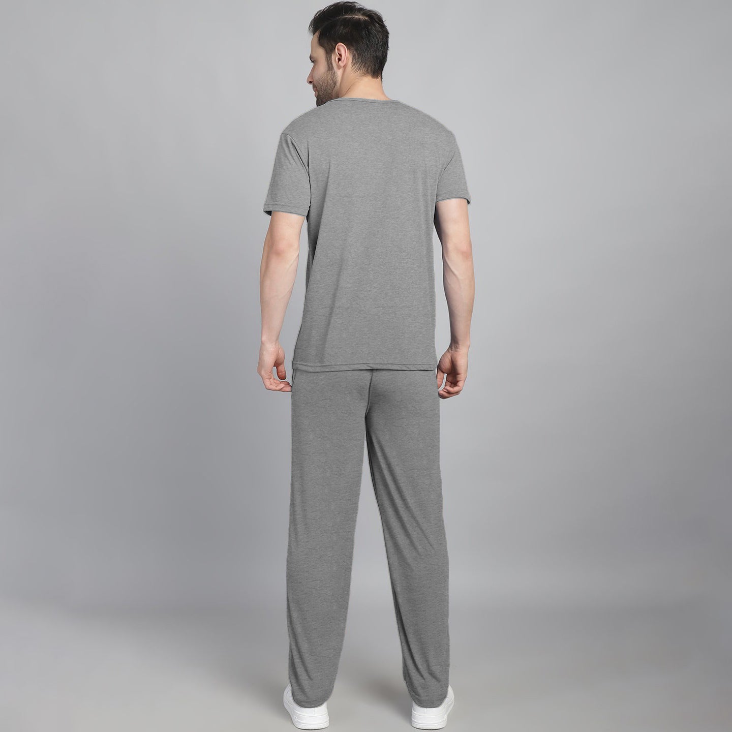T.M.H Premium Cotton Tracksuit (Grey) (Shirt & Trouser)