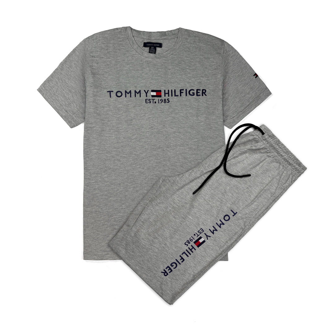 T.M.H Premium Cotton Tracksuit (Grey) (Shirt & Trouser)