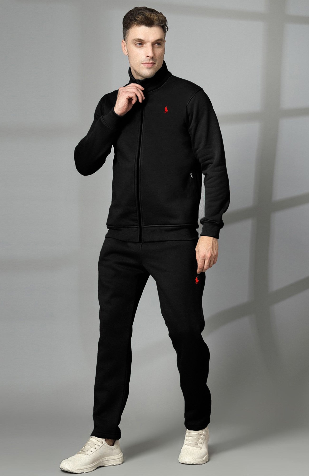 R.L Premium Small Pony Cotton Fleece Tracksuit (Black)