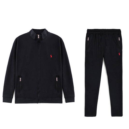 R.L Premium Small Pony Cotton Fleece Tracksuit (Black)