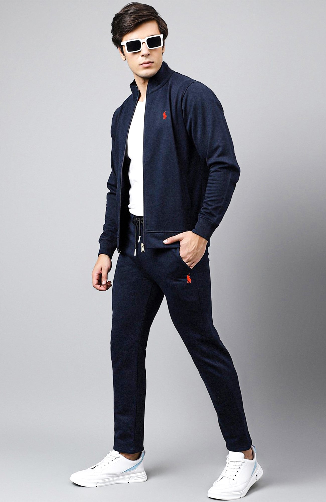 R.L Premium Small Pony Cotton Fleece Tracksuit (Navy Blue)