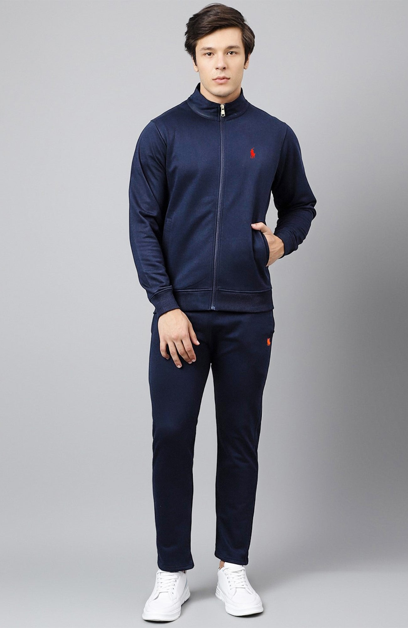 R.L Premium Small Pony Cotton Fleece Tracksuit (Navy Blue)