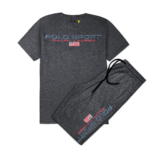 RL P Sport Premium Cotton Tracksuit (Charcoal Grey) (Shirt & Trouser)