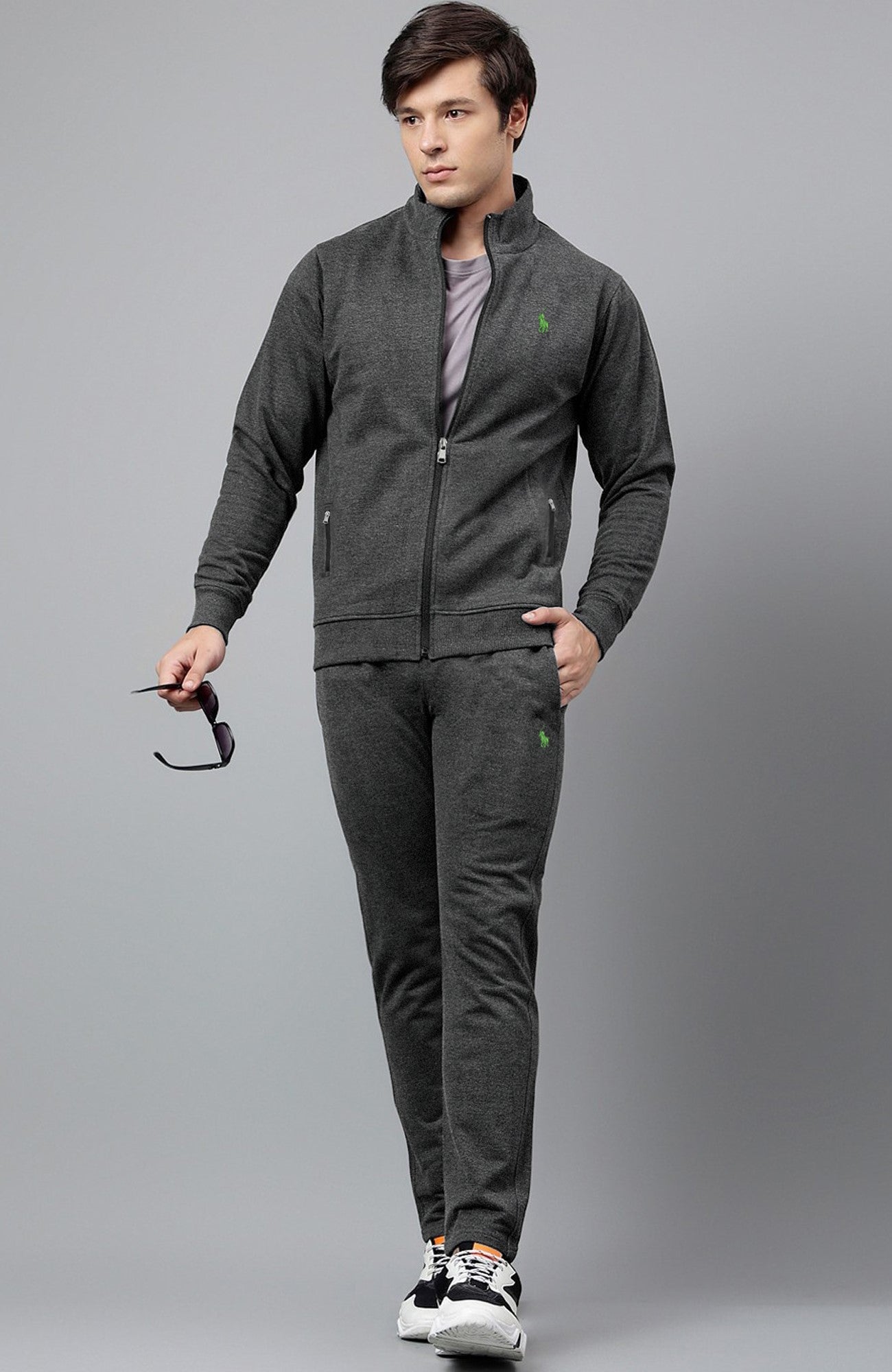 R.L Premium Small Pony Cotton Fleece Tracksuit (Charcoal)