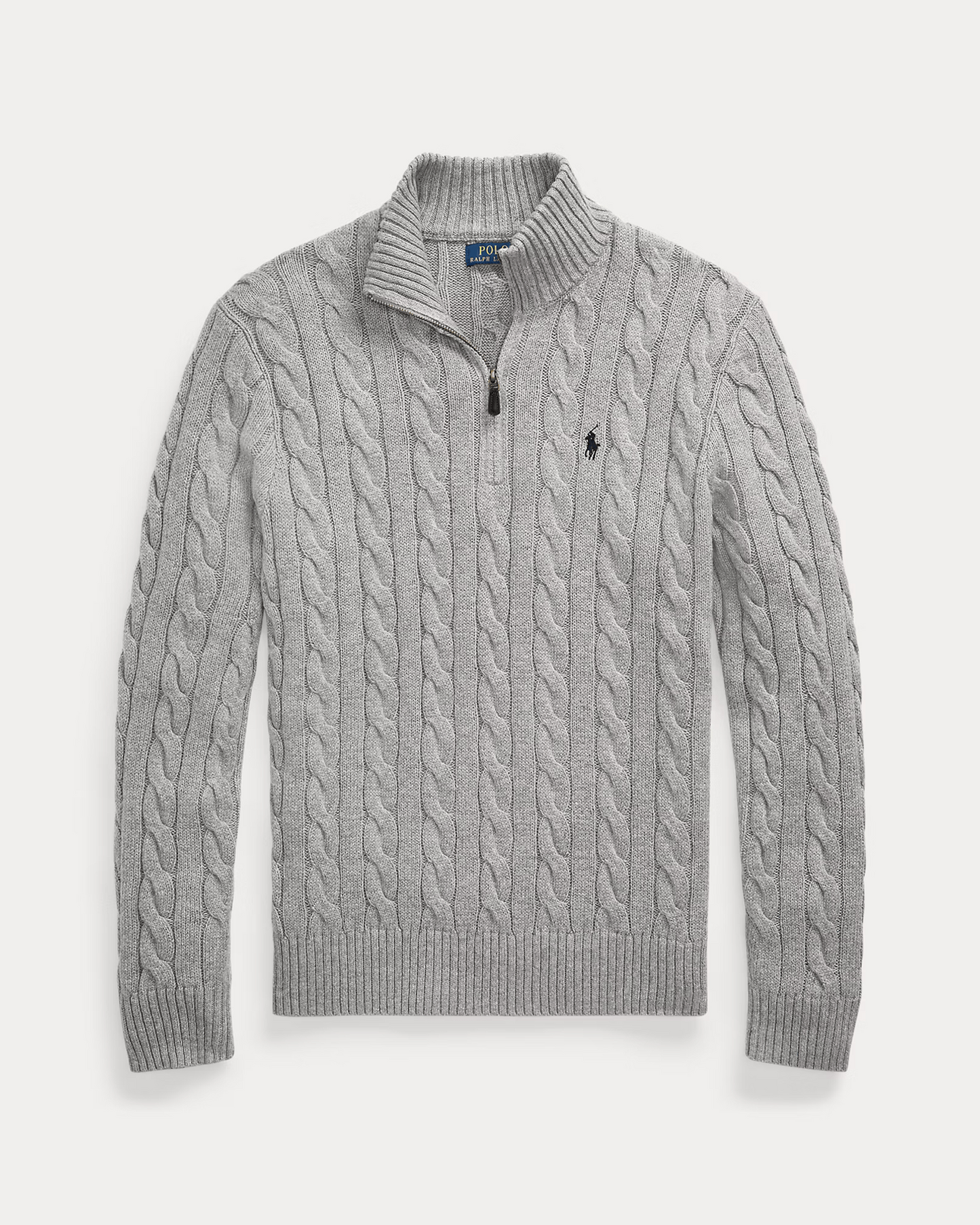 R.L Premium Cable-Knit Half Zipper Cotton Sweater (Grey)
