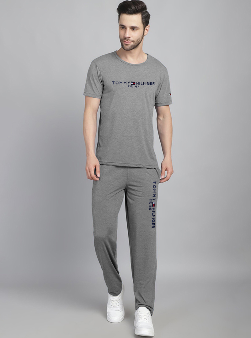 T.M.H Premium Cotton Tracksuit (Grey) (Shirt & Trouser)