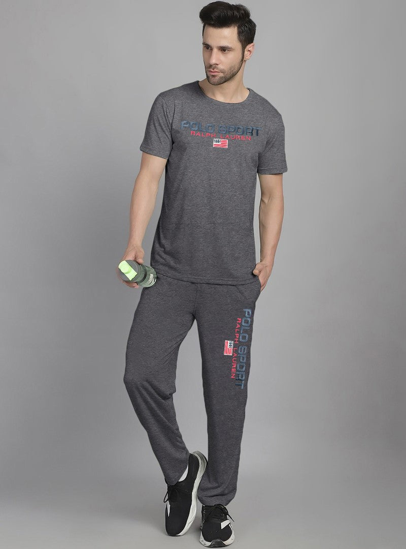 RL P Sport Premium Cotton Tracksuit (Charcoal Grey) (Shirt & Trouser)