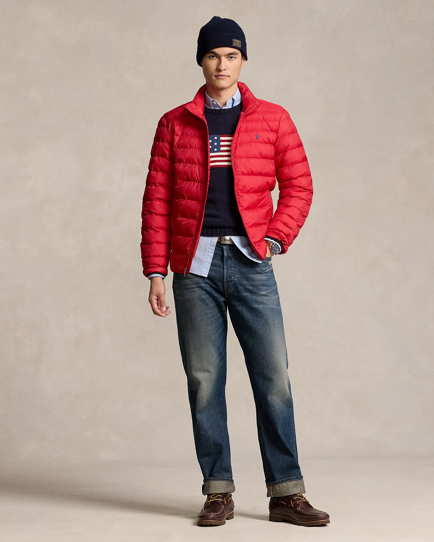 R.l Puffer Jacket Full Sleeves (Small Pony) (Red)