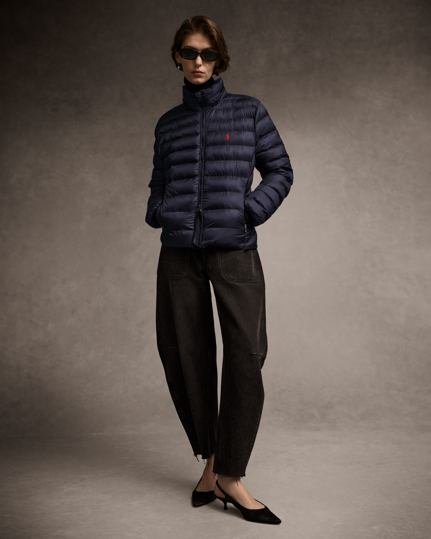 R.l Puffer Jacket Full Sleeves (Small Pony) Blue - W