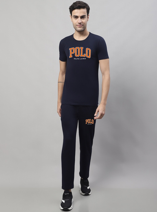 RL Polo Premium Cotton Tracksuit  (Navy)    (Shirt & Trouser)