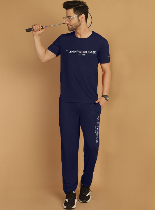 T.M.H Premium Cotton  Tracksuit  (Blue)     (Shirt & Trouser)