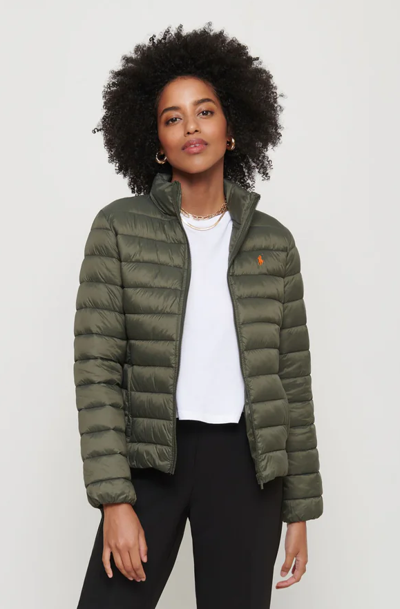 R.l Puffer Jacket Full Sleeves (Small Pony) Olive -   W