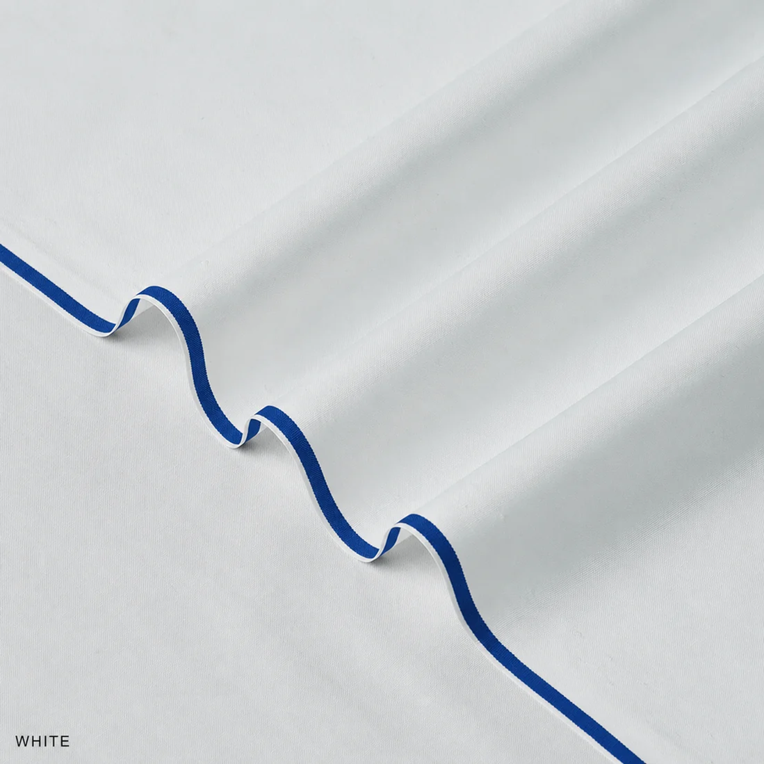 Boski (Wash & Wear) White - Blue Piping
