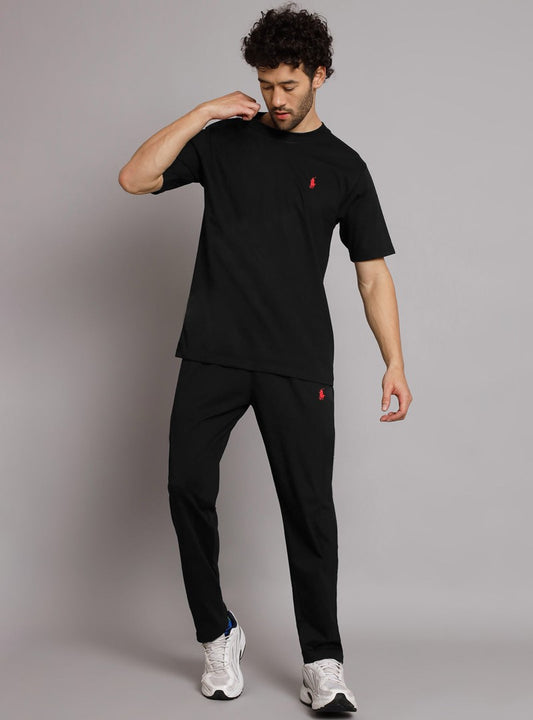 RL Premium Cotton Tracksuit  (Black)    (Shirt & Trouser)