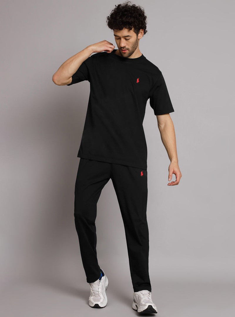 Round Neck T-Shirt Leopard Stripe Trousers Tracksuit