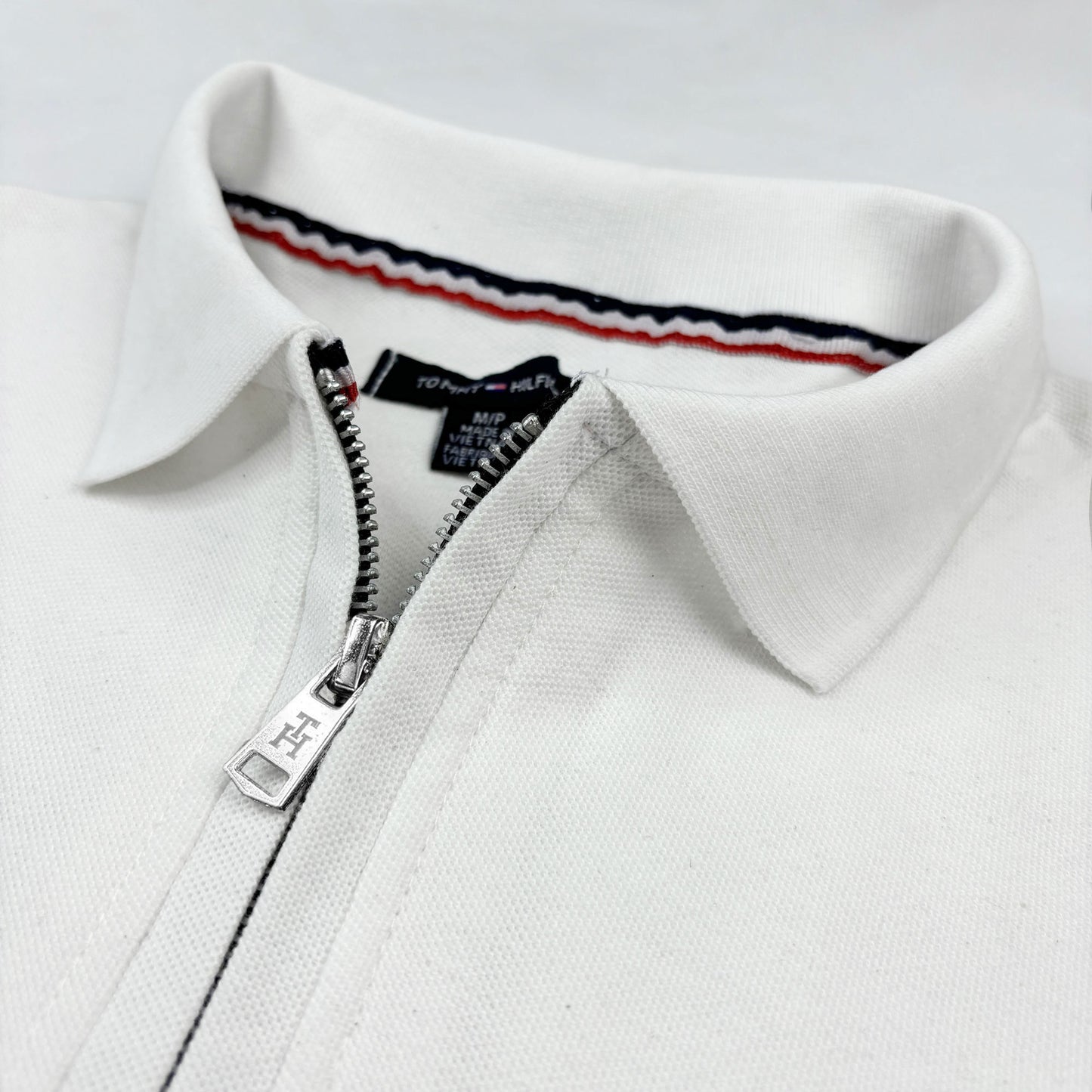 T.M.H Premium Polo Shirt With Zip (White)