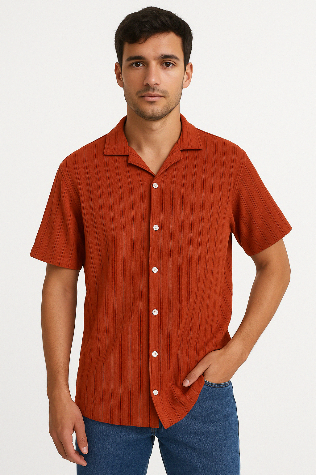 Z.A.R.A Premium Relax-Fit Shirts  (Chinese Red)
