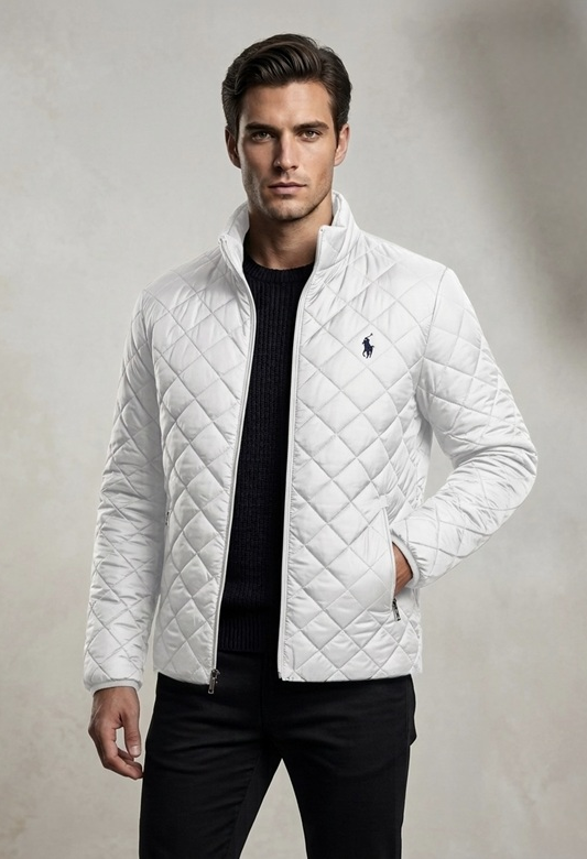Rl Puffer Jacket Full Sleeves (Diamond Cut) (Small Pony) White