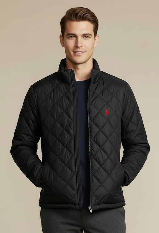 Rl Puffer Jacket Full Sleeves (Diamond Cut) (Small Pony) Black