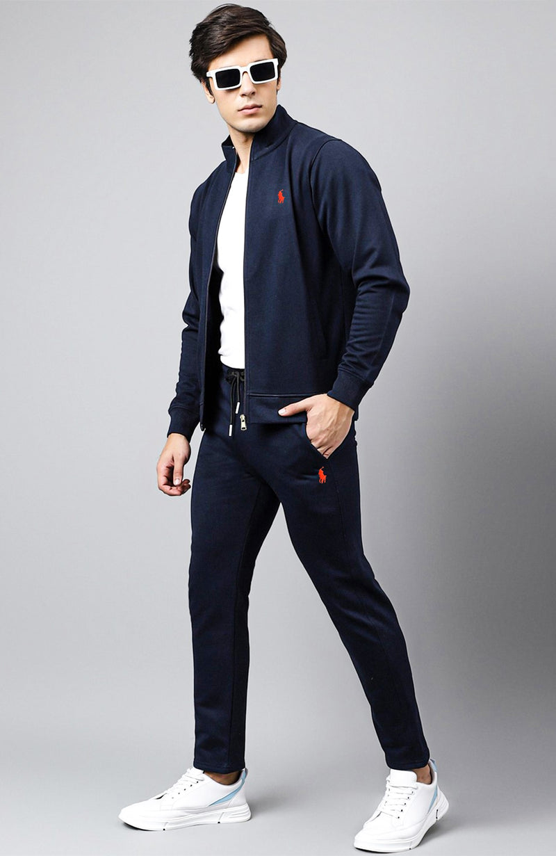 R.L Premium Small Pony Cotton Fleece Tracksuit  (Navy Blue)