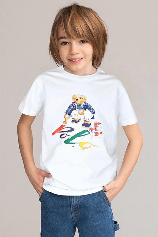 R.L Kids Premium Cotton T-Shirt (White) 02