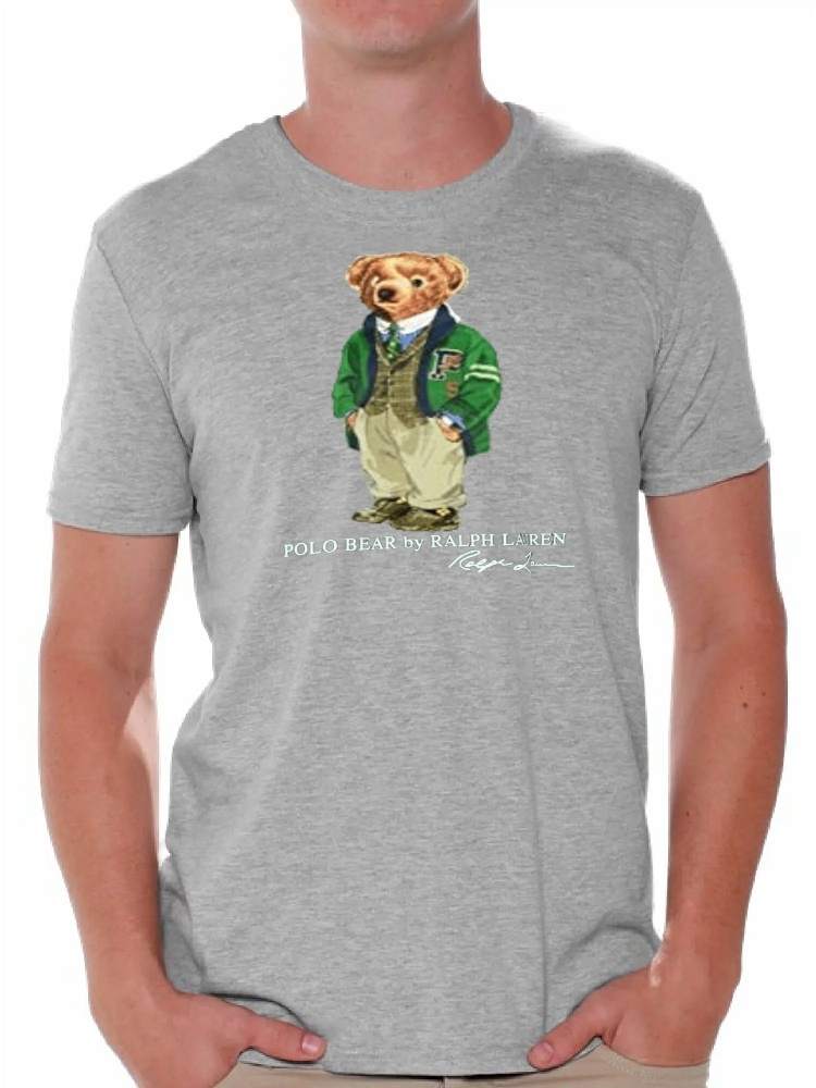 Rl Premium T-Shirt (Bear with Green Jacket) H.Grey