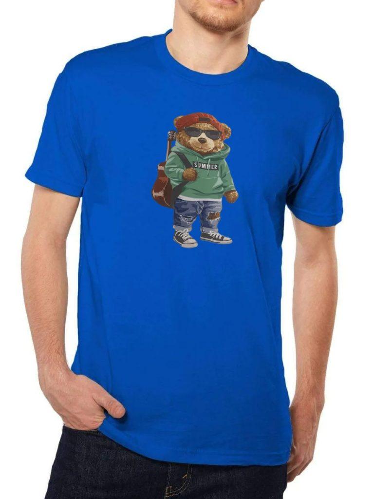 Rl Premium T-Shirt (Bear with Guitar) Royal Blue