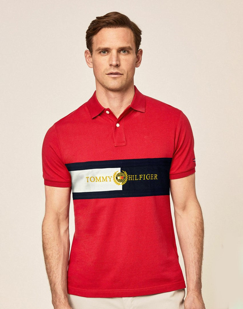 T.M.H Premium Polo Shirt With Panel (Red)