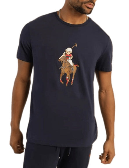 Rl Premium T-Shirt (Bear on Horse) Navy Blue