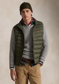 Rl premium Small Pony Sleeveless  Puffer Jacket (olive)