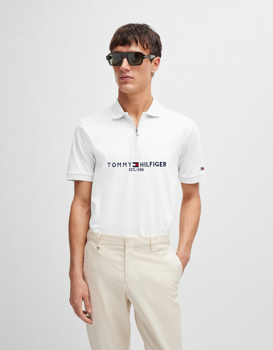 T.M.H Premium Polo Shirt With Zip (White)