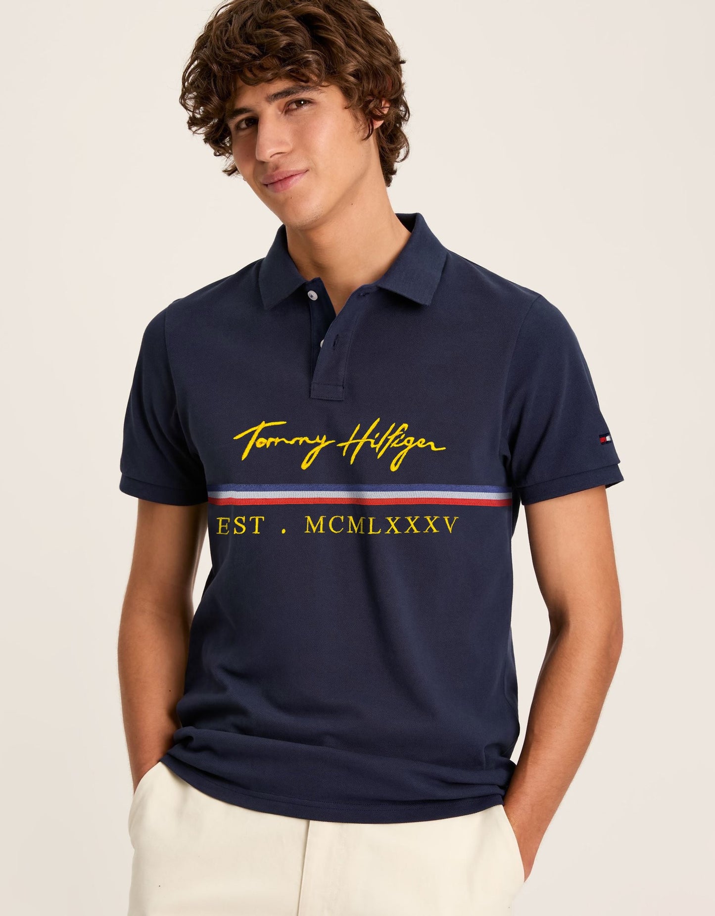 T.M.H Premium Polo Shirt With Strip (Blue)