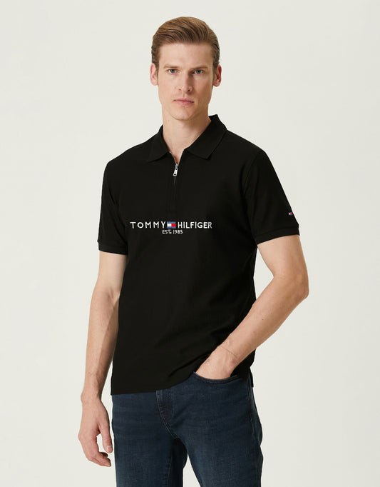 T.M.H Premium Polo Shirt With Zip (Black)