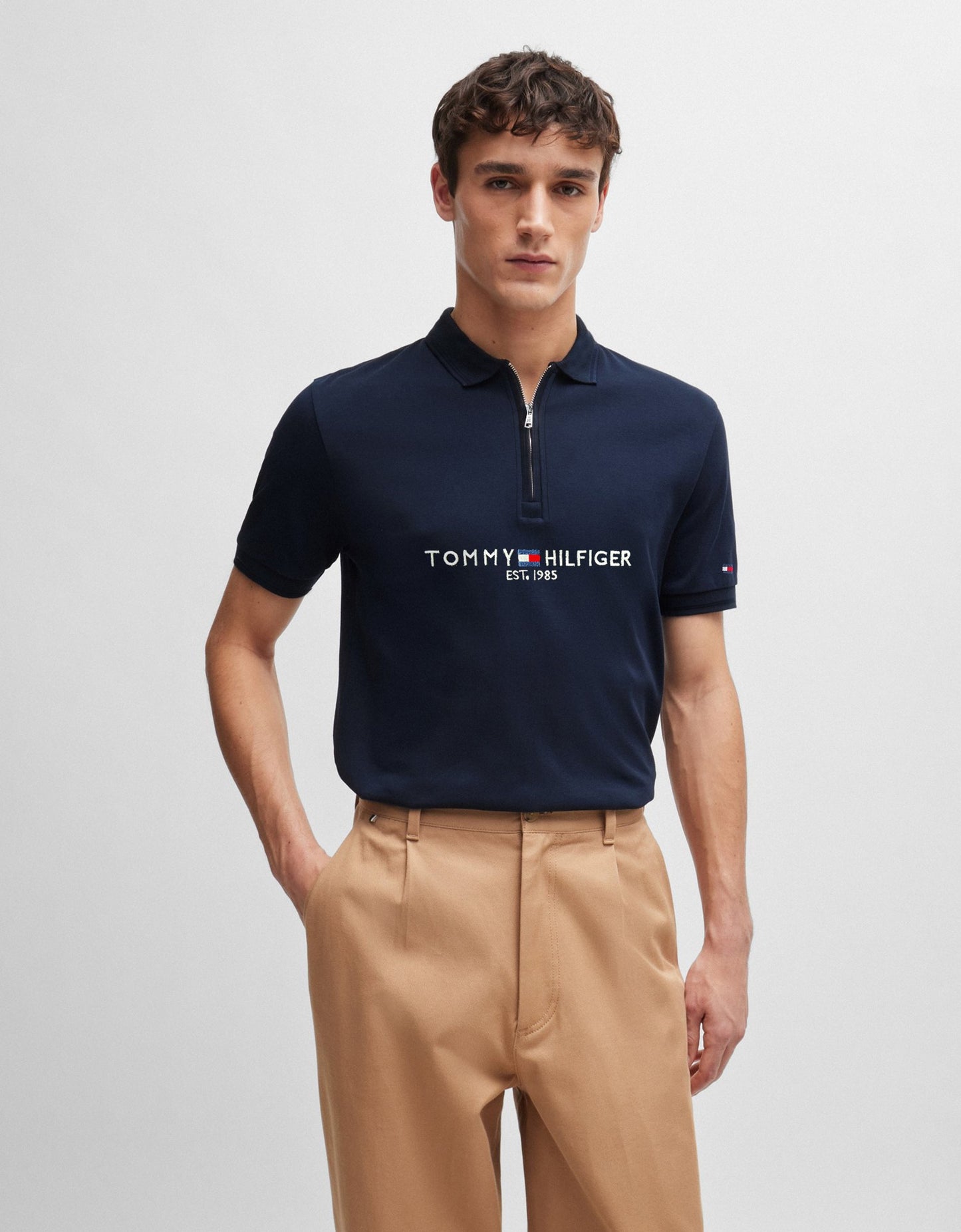 T.M.H Premium Polo Shirt With Zip (Navy Blue)