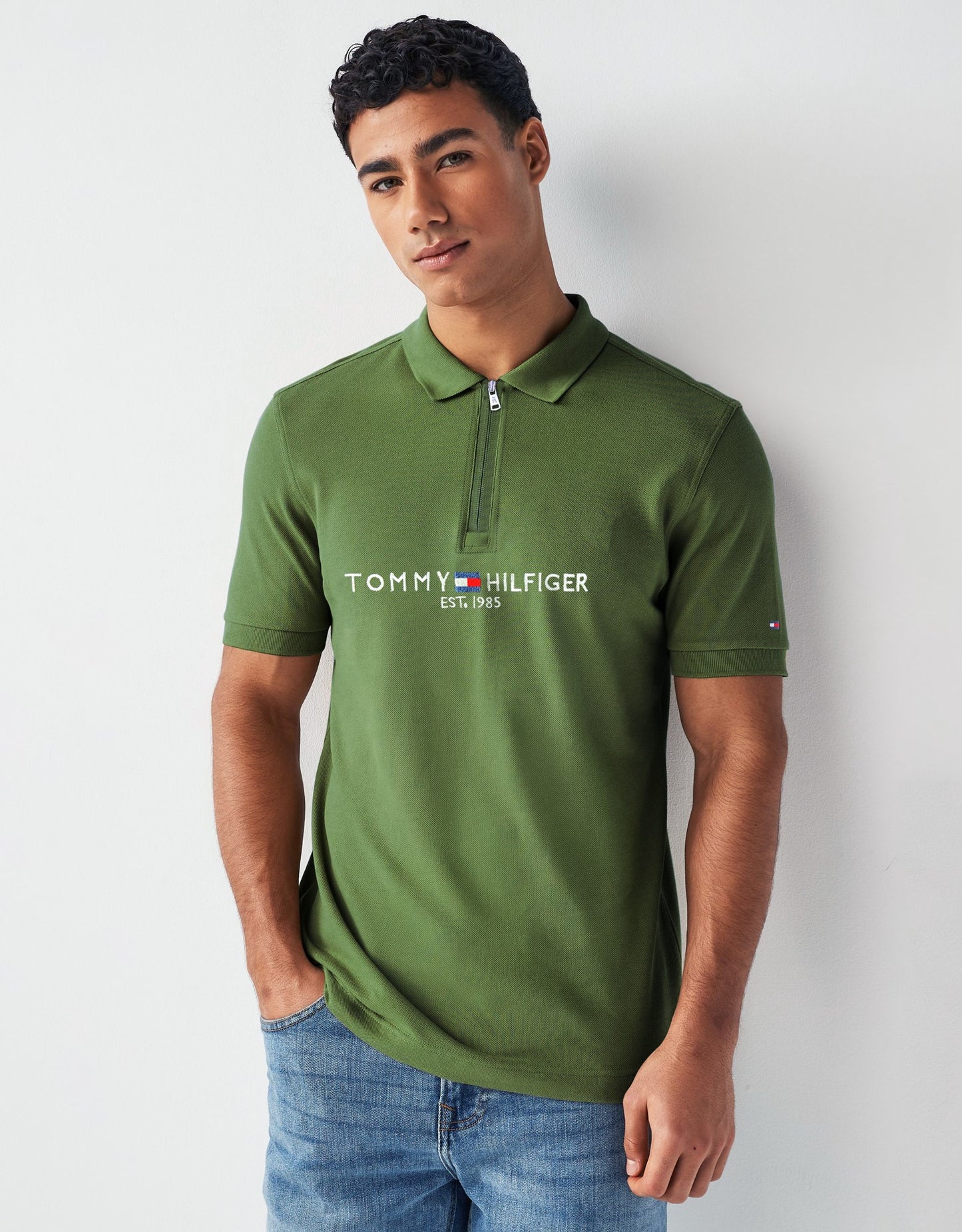 T.M.H Premium Polo Shirt With Zip (Olive)