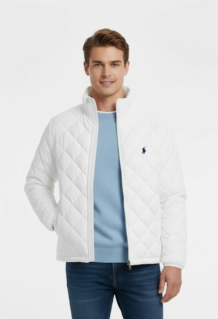 Rl Puffer Jacket Full Sleeves (Diamond Cut) (Small Pony) White