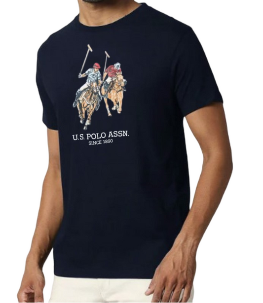 U.P Premium Tee (Two Horses)   Blue