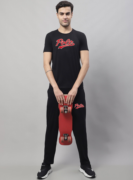 RL Polo Premium Cotton Tracksuit  (Black)    (Shirt & Trouser)