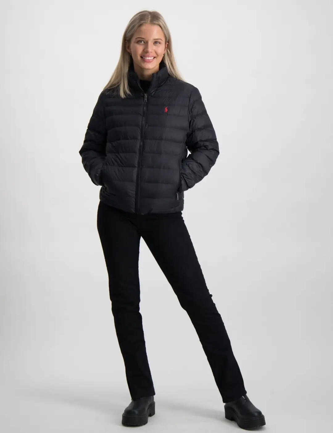 R.l Puffer Jacket Full Sleeves (Small Pony) Black  -  W